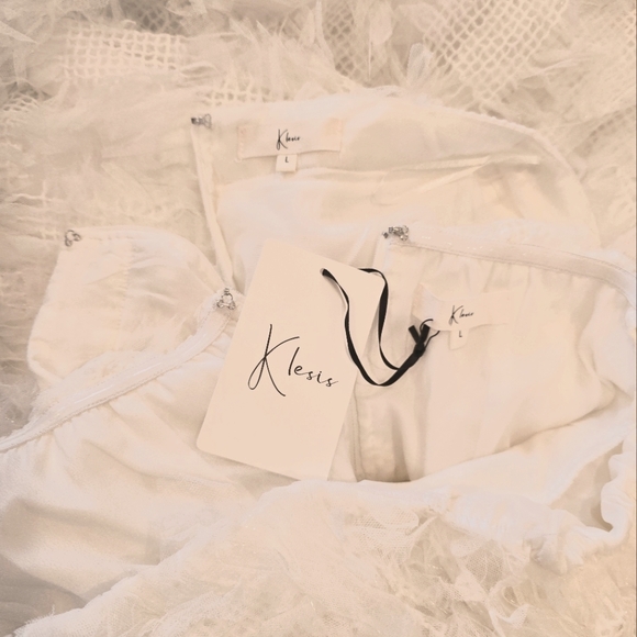 White Ruffled Tulle Two Piece - Picture 5 of 6